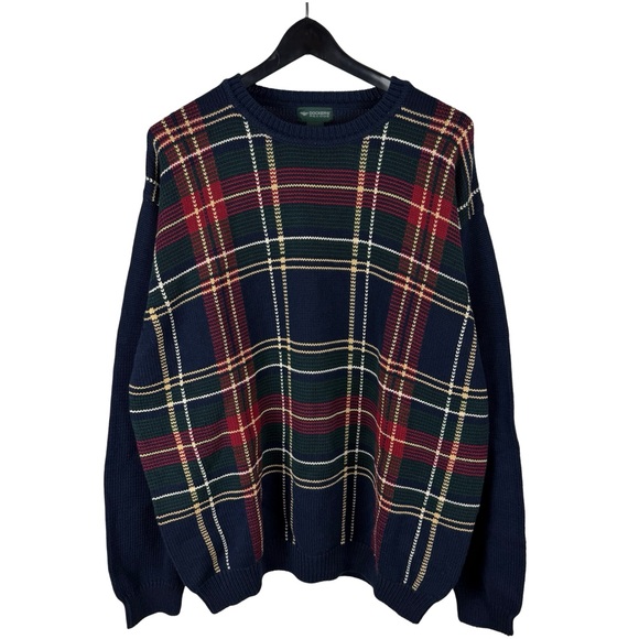 Vintage 2000s Dockers Recode 100% Cotton Plaid Knitted Sweater Size XL